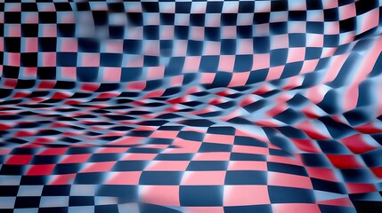 Abstract Checkered Flag Waving Pattern Design