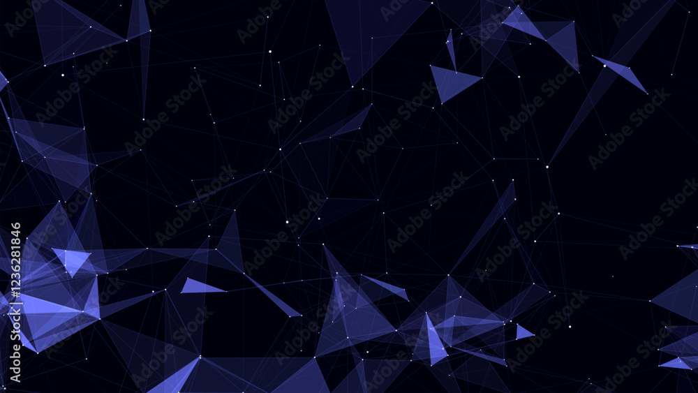 Poster Vector business futuristic backdrop. Network connection structure cyberspace with moving particles. Big data visualization. Abstract cyber security background.