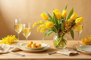 Table Decor with Spring Blossoms