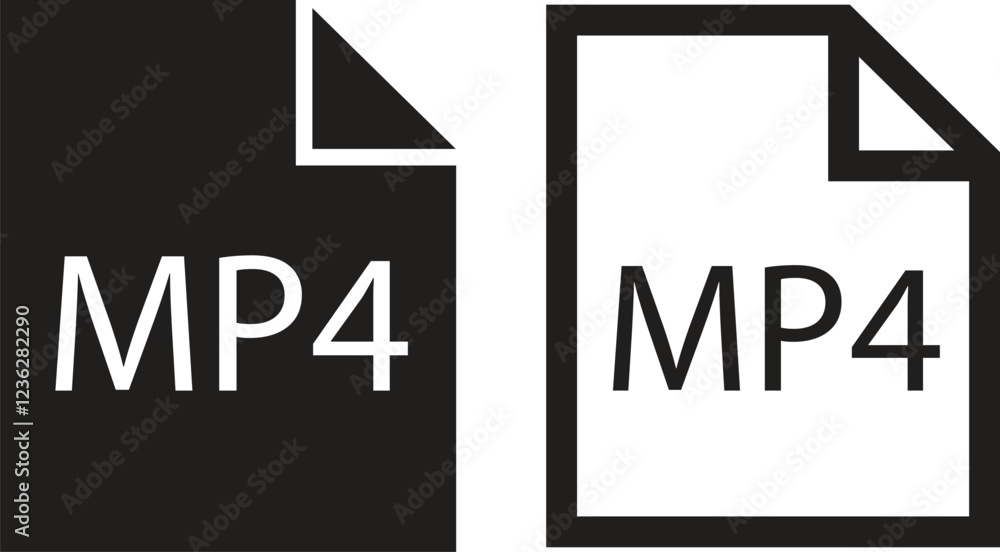  file icons set. format of document on computer flat and line symbols. mp4 file signs. audio extensio