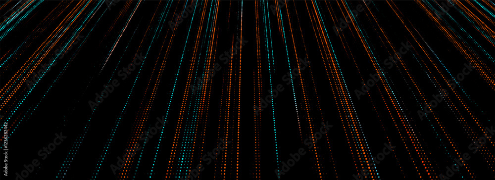 Poster Vector colors glitch texture background. Abstract halftone with noise effect and dots. Screen texture with matrix or binary code.