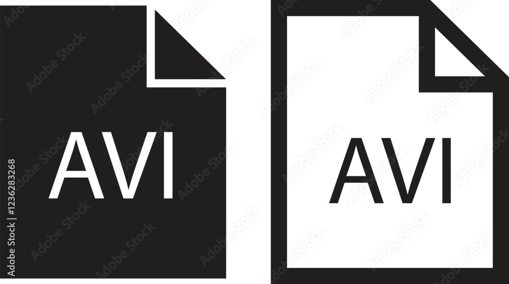 Poster file icons set. format of document on computer flat and line symbols. avi file signs. audio extensio