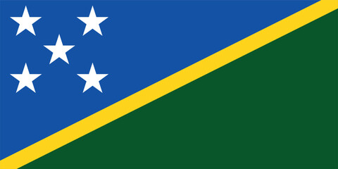 The flag of Solomon Islands, with accurate proportions and official colors. Vector image.