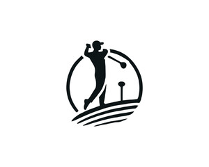 golf silhouette logo design icon. Black color golf logo template