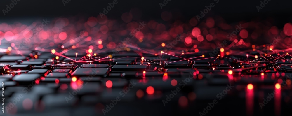 Poster glowing futuristic digital network pattern showcasing the technological innovation and digital trans