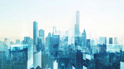 Obraz premium Abstract digital representation of a city skyline, symbolizing urban development and growth, Urban scene