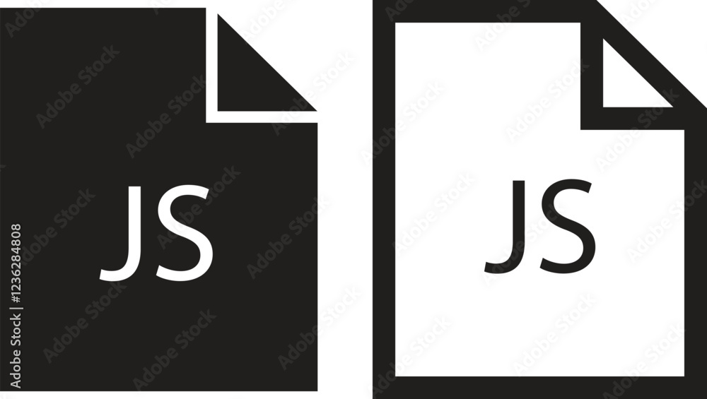 Poster file icons set. format of document on computer flat and line symbols. js file signs. audio extension