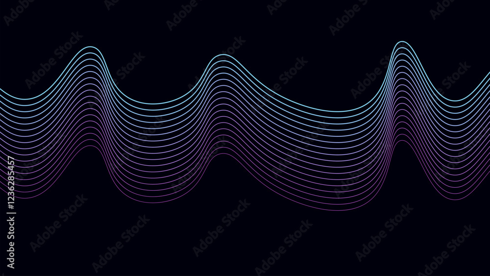 Poster abstract colors wave with lines. digital frequency track equalizer. vector illustration dynamic musi