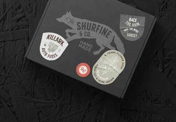 Sticker on Paper Box Mockup