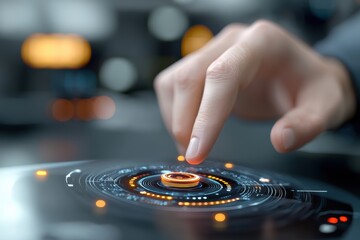 Obraz premium Holographic Automated Alerts and Smart Communication System for Advanced Cyberpunk Inspired Technology Interface