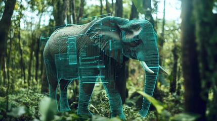 Digital Elephant in the Rainforest: A Blend of Nature and Technology