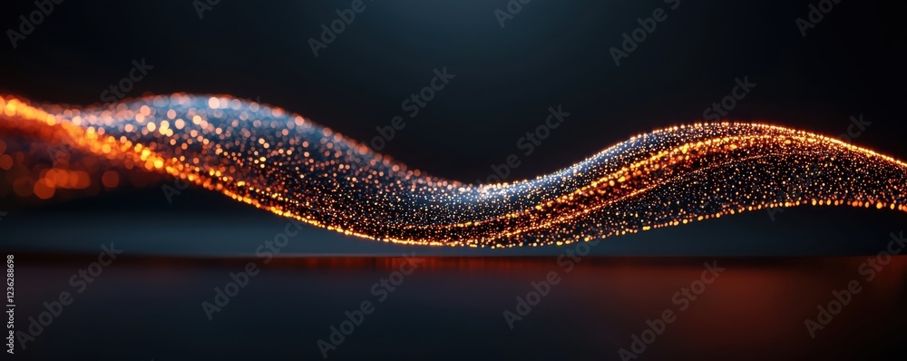 Poster glowing futuristic digital transformation roadmap abstract dynamic luminous wave of particles showca