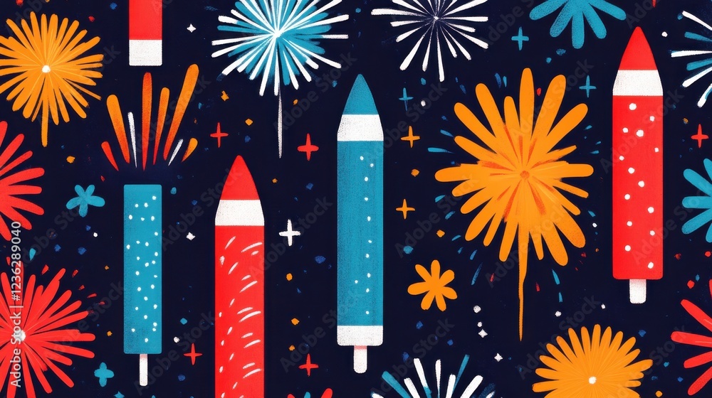 Aufkleber vibrant fireworks bursting with colorful sparks and lights in the night sky festive display of pyrot