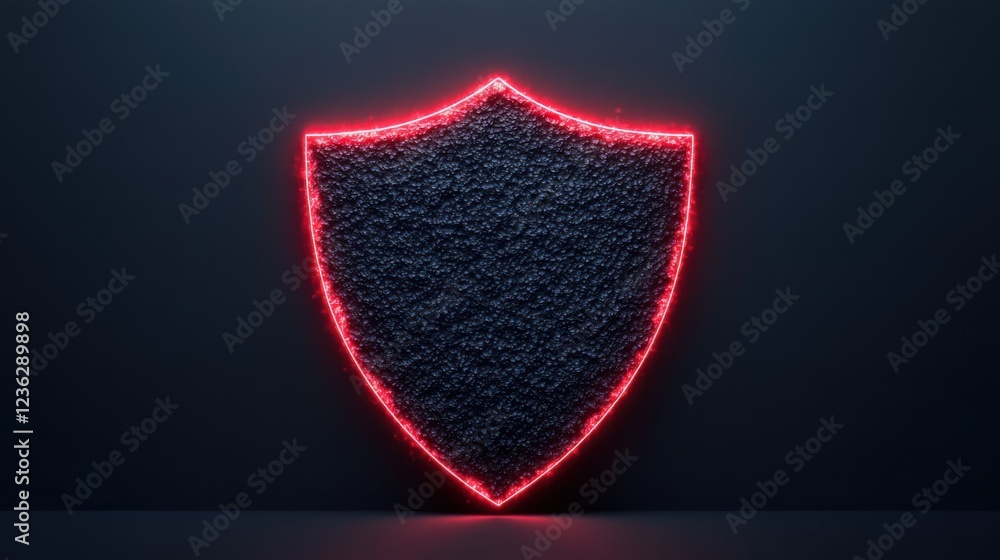 Aufkleber glowing red shield icon representing the concept of cybersecurity and digital protection in cloud co