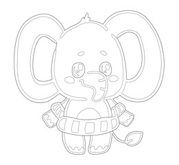 Cute cartoon elephant with scarf