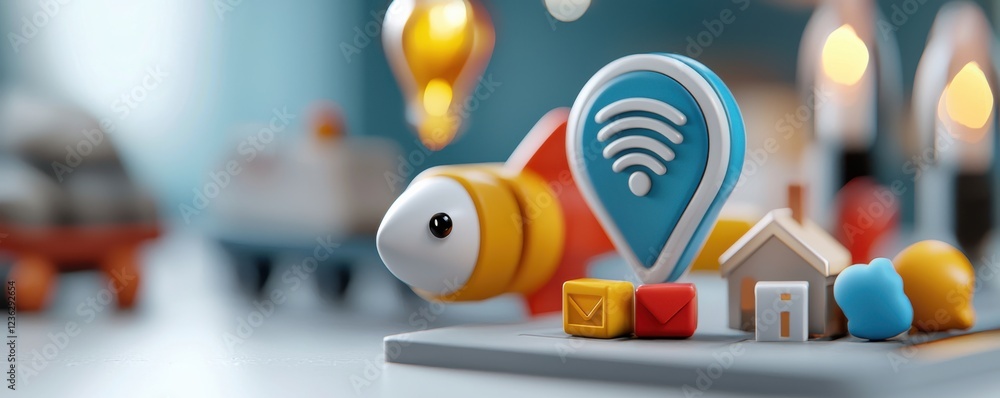 Poster glowing and vibrant notification icons showcasing a sleek and modern digital interface for advanced 