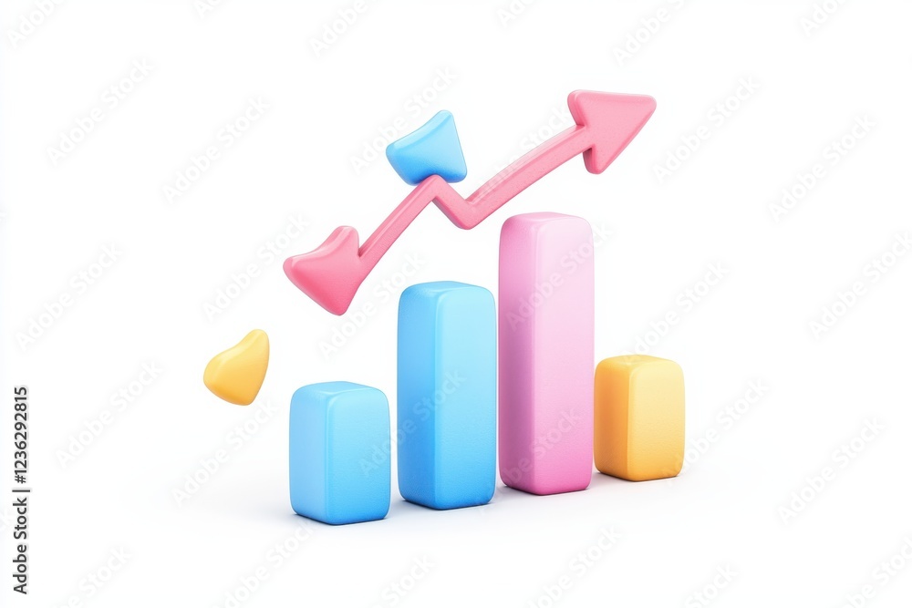 Poster professional data visualization icon depicting bar chart and arrow symbolizing financial reporting a