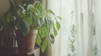 Houseplant sunlight windowsill interior decor