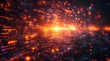 Fototapeta premium Digital data stream flowing, futuristic, glowing, abstract background, technology