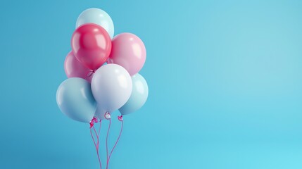 A bunch of colorful balloons on a blue background.