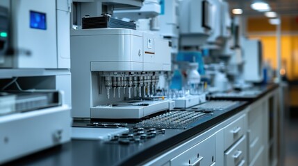 Lab equipment analysis, research facility, scientific testing