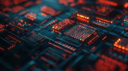 Obraz premium Quantum computing research lab with quantum processors, abstract quantum mechanical background, Abstract style