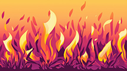 A (Wild / Forest / Bush) , Fire Minimalist Flat Style, Vector, Plain Background, Trending Illustration