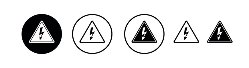 High Voltage Warning Icons- Danger, Electricity, Hazard (Vector)