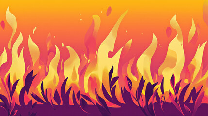 A (Wild / Forest / Bush) , Fire Minimalist Flat Style, Vector, Plain Background, Trending Illustration