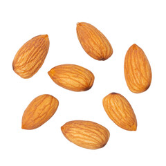 Top view Almonds isolated on a white background