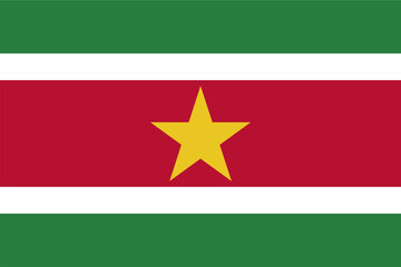 The flag of Suriname, with accurate proportions and official colors. Vector image.