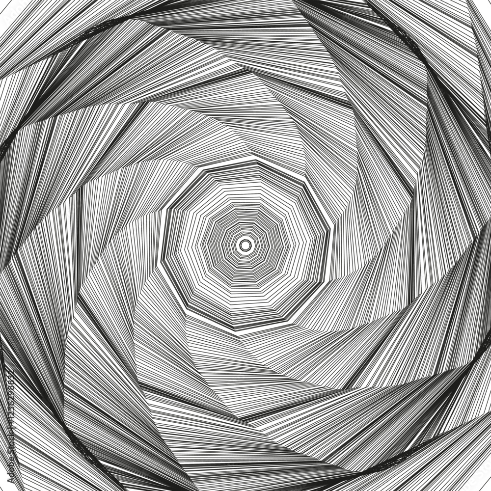 Aufkleber intricate line spiral. abstract swirl shape. black white geometry. vector radial pattern.