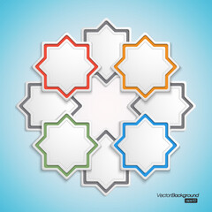 Vibrant Circular Infographic Design with Star Motifs