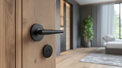 Obraz premium Open Door, Modern Bedroom, Interior Design, Luxury Home