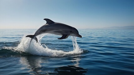 Fototapeta premium Dolphin leaping,ocean wildlife,marine mammal,aquatic animal