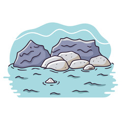 rocks by shoreline icon, rocks by shoreline vector illustration-simple illustration of rocks by shoreline, perfect for rocks by shoreline logos and icons