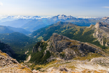 mountain landscape with blue sky lagazuoi dolomites world war one ruins