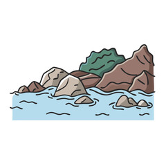 rocky shoreline icon, rocky shoreline vector illustration-simple illustration of rocky shoreline, perfect for rocky shoreline logos and icons