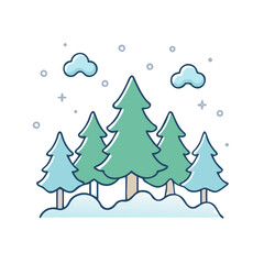 snowy forest icon, snowy forest vector illustration-simple illustration of snowy forest, perfect for snowy forest logos and icons