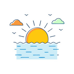 sunset icon, sunset vector illustration-simple illustration of sunset, perfect for sunset logos and icons