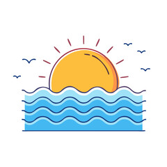 sunset at sea icon, sunset at sea vector illustration-simple illustration of sunset at sea, perfect for sunset at sea logos and icons