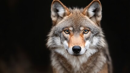 Obraz premium A wolf is staring at the camera with its mouth open