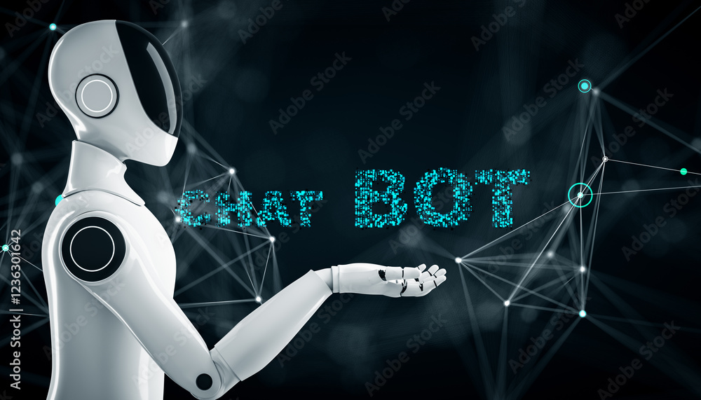 Aufkleber Futuristic Robot Holding 