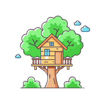 recommend clip art: treehouse icon, treehouse vector illustration-simple illustration of treehouse, perfect for treehouse logos and icons