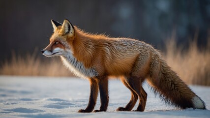 Naklejka premium Red Fox in Winter Snow,Wildlife Photography