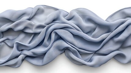 Obraz premium Draped light blue fabric on white background, textile texture, soft waves, elegant design, fashion website
