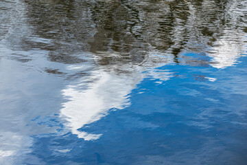 Flowing water of a small river as a background.
