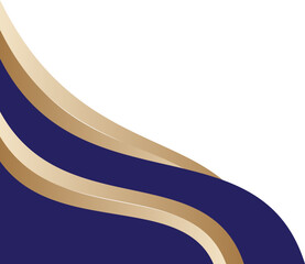Corner Abstract Design with Curved Lines in Blue and Gold
