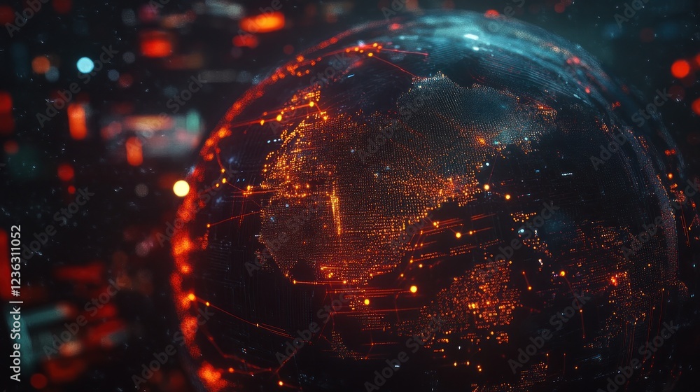 Poster global network connectivity with data transmission and digital connections