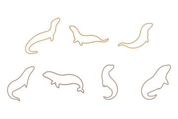 Electric Eel Outline Icon Set